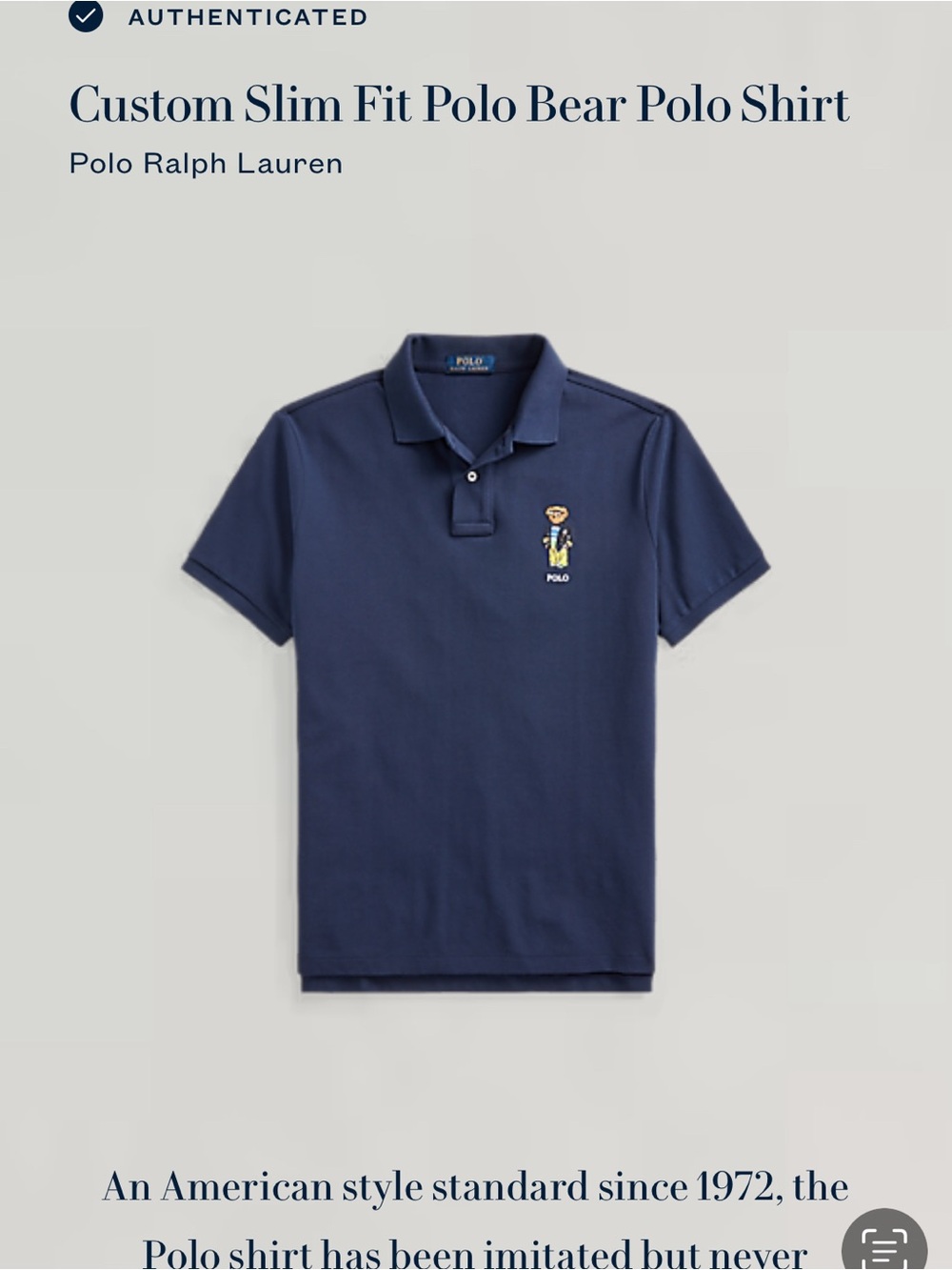 Polo by Ralph Lauren Navy Polo with Embroidered Bear